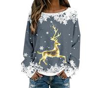 Vêtement féminin Polyvalent Sweat à Capuche sans tête Atmosphere pour Femme - Tunique décontractée à Motif Noël pour Quotidien et Vacances (Grey, XL)