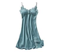 Vêtement Femme Chemise De Nuit Coton Grande Taille Nuisette Noire Robe D'été pour Bretelles Réglables, Poche Fonds Fond Longue Sexy, Chic, Sensuelle, Babydoll 2-Vert XXL