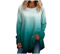Vetement Femme Chic Manches Longues Tie Dye Col Rond Sport Chic et Elegant Hauts Regular Top Femme Chic Et Élégant T-Shirt Carnaval Tenue De Sport Grande Taille Blouse Vert Mint L