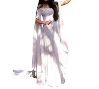 Vetement Femme Col Rond Couleur Uni Tulle Grande Taille Taille Haute Medievale Robe Plein Air Deguisement Extérieur Classique Robe Femme Longue Respirant Automne Marque Vêtement Blanc 3XL