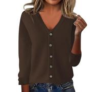 Vetement Femme,Pull Chaud Femme Hiver,Womens Cardigan Sweaters Button Down V Neck Knit Sweater Lightweight Comfy Open Front Cardigan Coats W/Pockets Chandails Blancs pour (Coffee, L)*