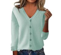 Vetement Femme,Pull Leopard Femme,Womens Cardigan Sweaters Button Down V Neck Knit Sweater Lightweight Comfy Open Front Cardigan Coats W/Pockets Chandails Blancs pour (Mint Green, XXL)/