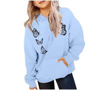 Vetement Fille 10 Ans,Sweatshirt à Capuche élégant pour Filles avec Design imprimé Unique et Poche Frontale pour Une Tenue décontractée et des activités de Plein air (Sky Blue, 4-5 Years)