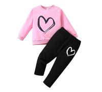 Vetement Fille Hiver Pas Cher Mode Jogging Fille 1-6 Ans Ensemble Fille 2 Pièces Survetement Enfant Casual Tenu Habit Fille Sport Pull Enfant Fille Manche Longue Sweat + Pantalon (1-2 ans, Z-Rose)