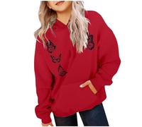 Vetement Fille,Sweatshirt à Capuche élégant pour Filles avec Design imprimé Unique et Poche Frontale pour Une Tenue décontractée et des activités de Plein air (Red, 13-14 Years)