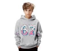 Vetement Garcon,Sweats à Capuche Fille,Sweat à Capuche Graphique pour Enfants, Veste Polaire Douce à Enfiler avec imprimés, pour garçons et Filles, vêtements de Jeu décontractés (Grey, 13-14 Years)