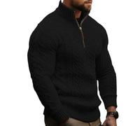 Vetement Homme, Pull Grosse Maille, Polaires Norvégien Chaud Pure Laine Colle Roulé Irlandais Coton Noël Torsadé,col Roulé Mode Chic Fin Pull Col Camionneur Homme, Noir XL