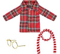 Vetement Lutin Farceur Vêtements Lutin Farceur de Noel 3 Pièces Accessoires Lutin Farceur de Noel Habit Lutin Farceur Lunettes à Echarpe Cadeaux pour Enfants