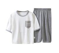 Vêtement Maison Manches Sept Huitièmes Garçon Fille Pyjama Été Léger Moyenne Grande Taille Climatiseur Enfant Décontracté Confortable Deux Pièces(Light Gray, 2-3Years)