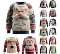 Vetement Noel Pull De Noël Lumineux Et Musical Moche Homme Sweet Famille Tres Pull'de Grande Taille LED Femme Humoristique Village Adulte Ado Le Plus Deco Ridicule Vêtement Noël Homme (AA09-White, M)