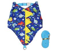 Vêtement pour Animal avec Laisse, Polyester Respirant et Flanelle, Motif Dinosaures Mignons, Disponible Quatre Saisons - Confort Optimal, Sangle Réglable, Parfait pour Halloween (Dinosaure Bleu)