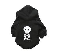 Vêtement pour animaux de compagnie pour chiens et chats - Sweat à capuche en polaire avec motif tête de mort multicolore et t-shirt à capuche pratique pour petits et moyens amis à quatre pattes (noir