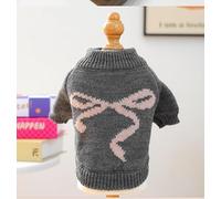 Vêtement pour chien et chat - Style automne et hiver - Style coréen avec nœud - Gris - XS