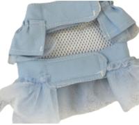 Vêtement pour chien, printemps et été - Jupe fine avec sangle de poitrine - Corde de traction pour animal de compagnie - Collier pour petit chien - Accessoires pour chiot (taille L, bleu)
