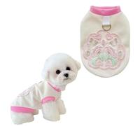 Vêtement pour Chiot, Printemps Été Chiot, Style Chinois Brodé Chien Chemise Chien Mignon et Mode Gilet pour Petit et Moyen Chien, Design Élégant (Rose, L)