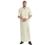 Vetement Priere Homme Robes Musulmane Dubai Robe De Priere Caftan Abaya Vêtements Marocaine Islamique Indien Chemise De Nuit Khamis Ramadan Eid Manches Longues Musulman Homme Boubou Jalaba