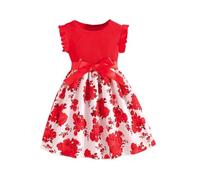 Vetement Robe Ete Fille Robe de Princesse avec Bowknot Robes Soiree pour La Fête Anniversaire Loisirs de Fête Pas Cher Swing Robe Filles Chic et Elegant Léger Fluide Robes Mariage Ceremonie 4-8 Ans