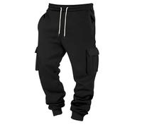 Vetement Sport Homme Stretch de Sécurité avec Cordon Coulissant Pantalon Travail Pantalons de Sécurité Jogging de Travail Cargo Large Bas de Survetement Homme Noir XXL