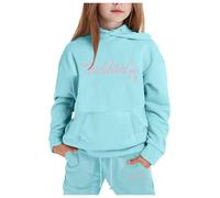 Vêtement Sweat à Capuche Enfant Imprimé Noeud Papillon Décontracté Confortable Quotidien Haut Pantalon Deux Pièces Corsage(Light Blue, 4-5 Years)
