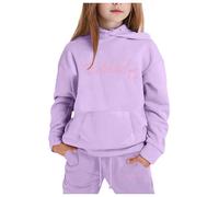 Vêtement Sweat à Capuche Enfant Imprimé Noeud Papillon Décontracté Confortable Quotidien Haut Pantalon Deux Pièces Corsage(Light Purple, 4-5 Years)