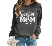 Vêtements Adolescents Sweats Oversize pour Femmes à Manches Longues et Col Rond Lettres Imprimées Léger Décontracté Sweat-shirt Chemisier Haut Manches Chauve-souris Pull, gris foncé, S