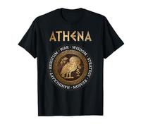 Vêtements Agema - T-Shirt Athéna, déesse grecque de la sagesse, symbole - Unisex Adulte - Noir - Small - Manche courte - Classique