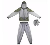 Vêtements anti-moustiques 1 ensemble de moustiques set Contrôle anti-moustique translucide avec fermeture éclair - veste hotte et pantalons et gants vêtements en mesh pour protéger les hommes de pêch