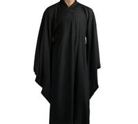 Vêtements bouddhistes Robe de méditation Manteau Long Vêtements de Moine Shaolin Monk Kung Fu Costumes Uniformes de méditation Robe Bouddhiste Zen Lay (Couleur : Noir, Taille : L)