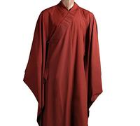 Vêtements bouddhistes Robe de méditation Manteau Long Vêtements de Moine Shaolin Monk Kung Fu Costumes Uniformes de méditation Robe Bouddhiste Zen Lay (Couleur : Rouge, Taille : XL)