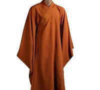 Vêtements bouddhistes Robe de méditation Manteau Long Vêtements de Moine Shaolin Monk Kung Fu Costumes Uniformes de méditation Robe Bouddhiste Zen Lay (Couleur : Orange, Taille : XL)