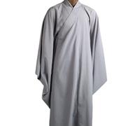 Vêtements bouddhistes Robe de méditation Manteau Long Vêtements de Moine Shaolin Monk Kung Fu Costumes Uniformes de méditation Robe Bouddhiste Zen Lay (Couleur : Gris, Taille : M)
