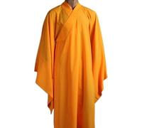 Vêtements bouddhistes Robe de méditation Manteau Long Vêtements de Moine Shaolin Monk Kung Fu Costumes Uniformes de méditation Robe Bouddhiste Zen Lay (Couleur : Jaune, Taille : XXX-Large)
