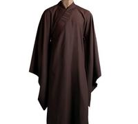 Vêtements bouddhistes Robe de méditation Manteau Long Vêtements de Moine Shaolin Monk Kung Fu Costumes Uniformes de méditation Robe Bouddhiste Zen Lay (Couleur : Marron, Taille : M)