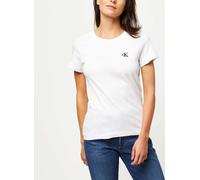 Vêtements Calvin Klein Jeans CK Embroidery Slim Tee pour S Blanc