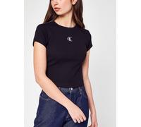 Vêtements Calvin Klein Jeans Ck Rib Cropped Slim Tee pour Femme M Noir