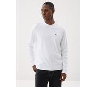 Calvin Klein LS Easy Monogram Tee LV04RD247G T-Shirts pour Hommes, Blanc (Bright White), M, Blanc (Blanc Vif), M