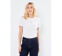 Calvin Klein T-Shirt Manches Courtes Femme Woven Label Jersey Tee Regular Fit, Blanc (Bright White), L