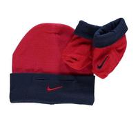 Vêtements - Coffret textile- Nike Bébé Bonnet et Chaussons Marine et Rouge Naissance de 0 A 6 Mois