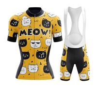 Vêtements Cyclisme Femme Été Maillot de Velo VTT Manche Courte,Tenue Cycliste MTB Jerseys et Cuissard à Bretelle avec 19D Coussin Gel,Ensemble Combinaisons de Cycling Respirant Séchage Rapide(B6,L)