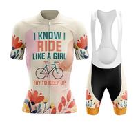 Vêtements Cyclisme Femme Été,Maillot de Velo VTT Tenue Cycliste Manche Courte MTB Jerseys et Cuissard à Bretelle avec 19D Coussin Gel,Ensemble Combinaisons de Cycling Respirant Séchage Rapide(11,M)
