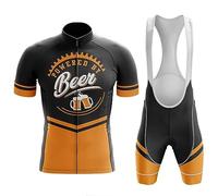 Vêtements Cyclisme Homme Été Maillot de Velo VTT Manche Courte,Tenue Cycliste MTB Jerseys et Cuissard à Bretelle avec 19D Coussin Gel,Ensemble Combinaisons de Cycling Respirant Séchage Rapide(B14,XL)