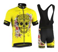 Vêtements Cyclisme Homme Été Maillot de Velo VTT Manche Courte,Tenue Cycliste MTB Jerseys et Cuissard à Bretelle avec 9D Coussin Gel,Ensemble Combinaisons de Cycling Respirant Séchage Rapide(13,L)