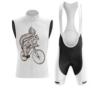 Vêtements Cyclisme Homme Été,Maillot de Velo VTT Tenue Cycliste sans Manches MTB Gilet et Cuissard à Bretelle avec 19D Coussin Gel,Ensemble Combinaisons de Cycling Respirant Séchage Rapide(B12,3XL)