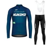 Vêtements Cyclisme Homme Hiver Tenue Cycliste en Polaire Thermique,Maillot de Velo VTT Manche Longue Jersey et Pantalon à Bretelle avec 9D Coussin Gel (TYPE-1A,M)