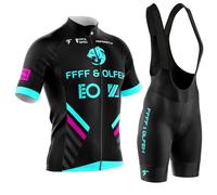 Vêtements Cyclisme Pro Homme Tenue Cycliste Manche Courte,Maillot Cyclisme Homme Maillot Velo Homme Manches Courtes Route VTT Élastique avec 9D Coussin Gel (FA4,L)