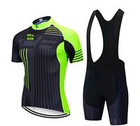 Vêtements Cyclisme Pro Homme Tenue Cycliste Manche Courte,Respirant Séchage Rapide, avec Cuissard à Bretelle Maillot Cyclisme Homme Combinaison VTT Été Tenue Velo Equipe Pro (QA16,4XL)