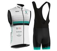 Vêtements Cyclisme Tenue de Cycliste Homme Été,Maillot de Velo VTT sans Manches MTB Gilet et Cuissard à Bretelle avec 9D Coussin Gel,Ensemble Combinaisons de Cycling Respirant Séchage Rapide(12,L)
