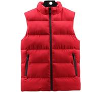 Vêtements D’extérieur pour Hommes Gilets Matelassés pour Hommes Gilets D’extérieur De Couleur Unie Gilet D’extérieur en Duvet Rouge Veste De Travail De Poche Gilet, S