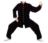Vêtements d'arts martiaux, uniformes traditionnels chinois pour le Tai Chi, costume unisexe, robe de spectacle en velours doré pour l'exercice matinal et la pratique du Tai Chi XXL