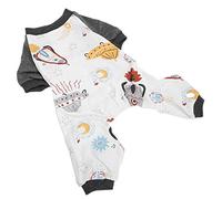 Vêtements de Bouledogue Français, Pyjamas de Chien Grenouillère Mignon Chiot Doux Pjs Saut à Saut en Polyester Motif Vaisseau Spatial pour Chignie Chat Jammies Tenue Vêtements Chien pour Petits (M)
